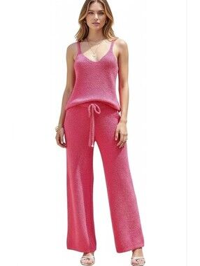 New Women's XL Brushed Fleece Pajama Set - 2 Piece Sexy Spaghetti Strap Crop Top